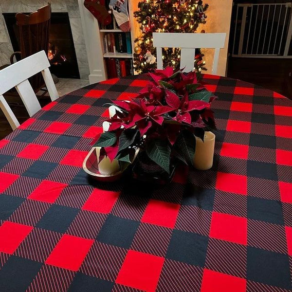 Red and Black Buffalo Plaid Christmas Tablecloth