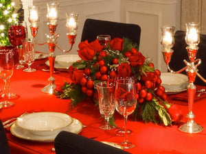 Christmas poly red table setting