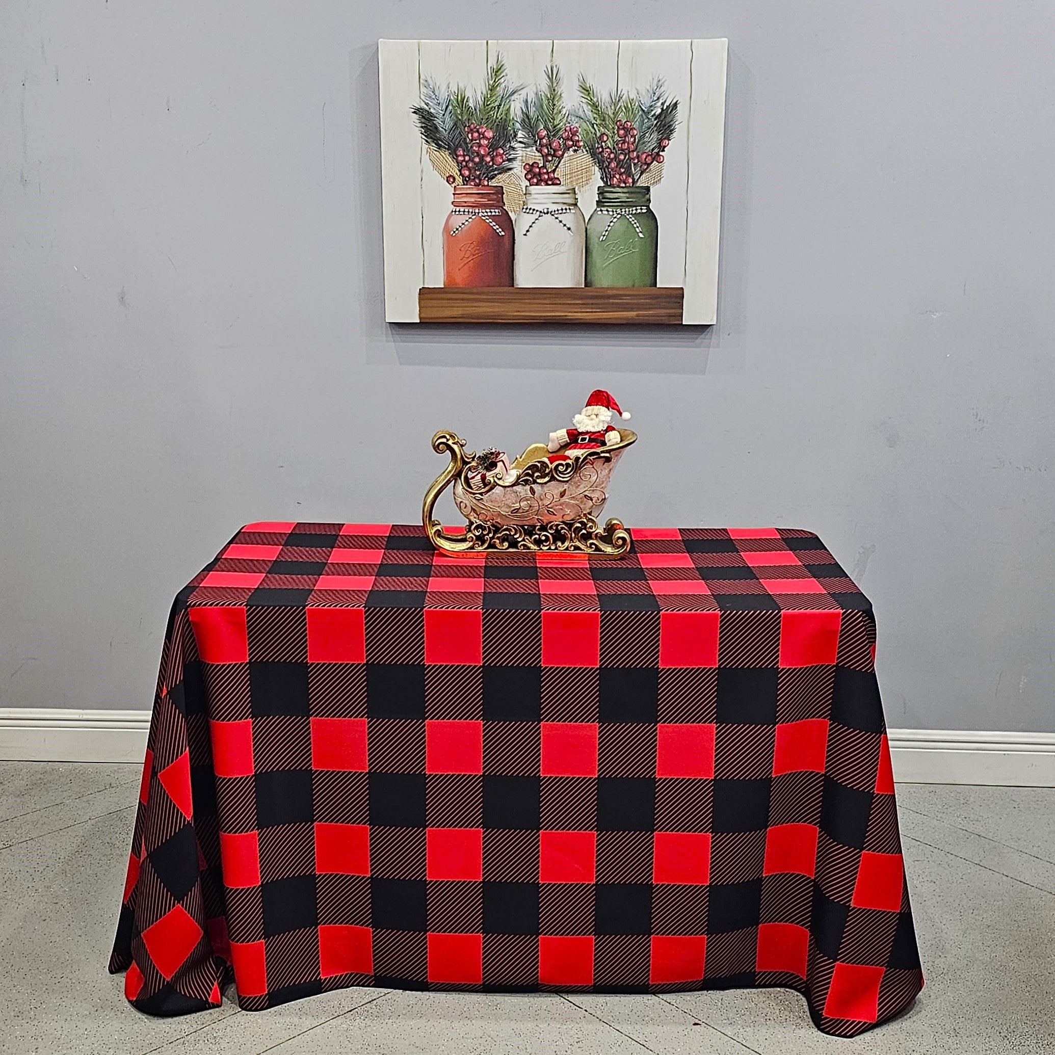 72 x 72 Inch Square Polyester Tablecloth Gingham Checkered Red - Your Chair  Covers Inc.