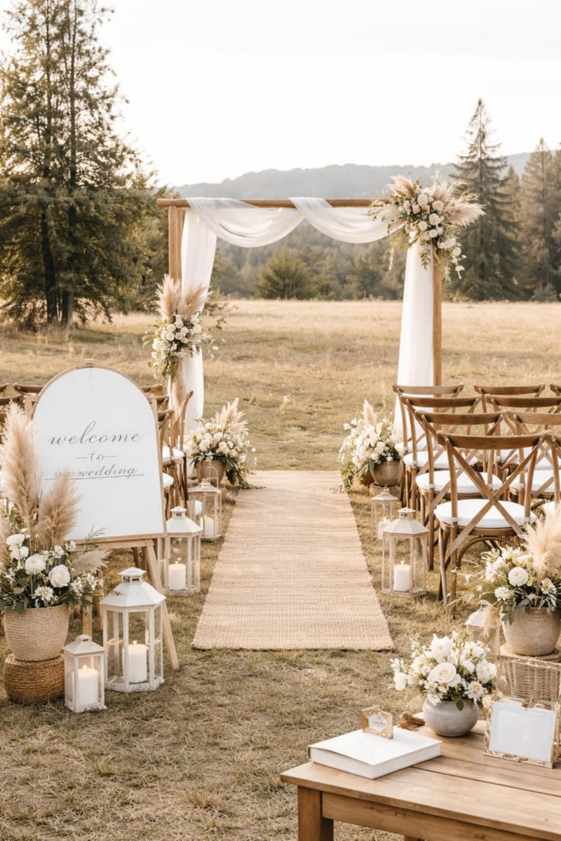 Burlap Aisle Runner, Natural or White 40