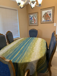 Shibori Stripe Oval Tablecloth