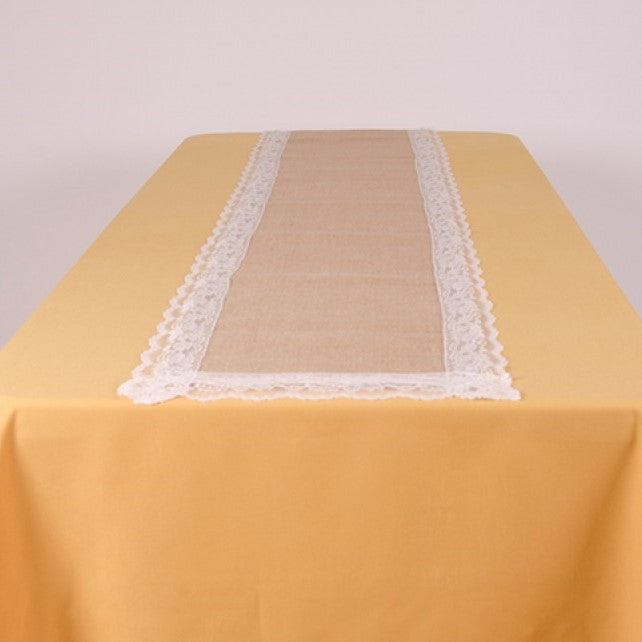 Burlap Table Runner With Lace - Premier Table Linens