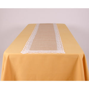 Burlap Table Runner With Lace - Premier Table Linens