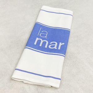 white napkin Custom printed for La Mar Restaurant