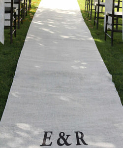 Custom-printed Wedding Aisle runner in Natural color during the ceremony