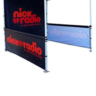Side view of a custom-printed Sidewall, Tent, and backwall for Nickelodeon