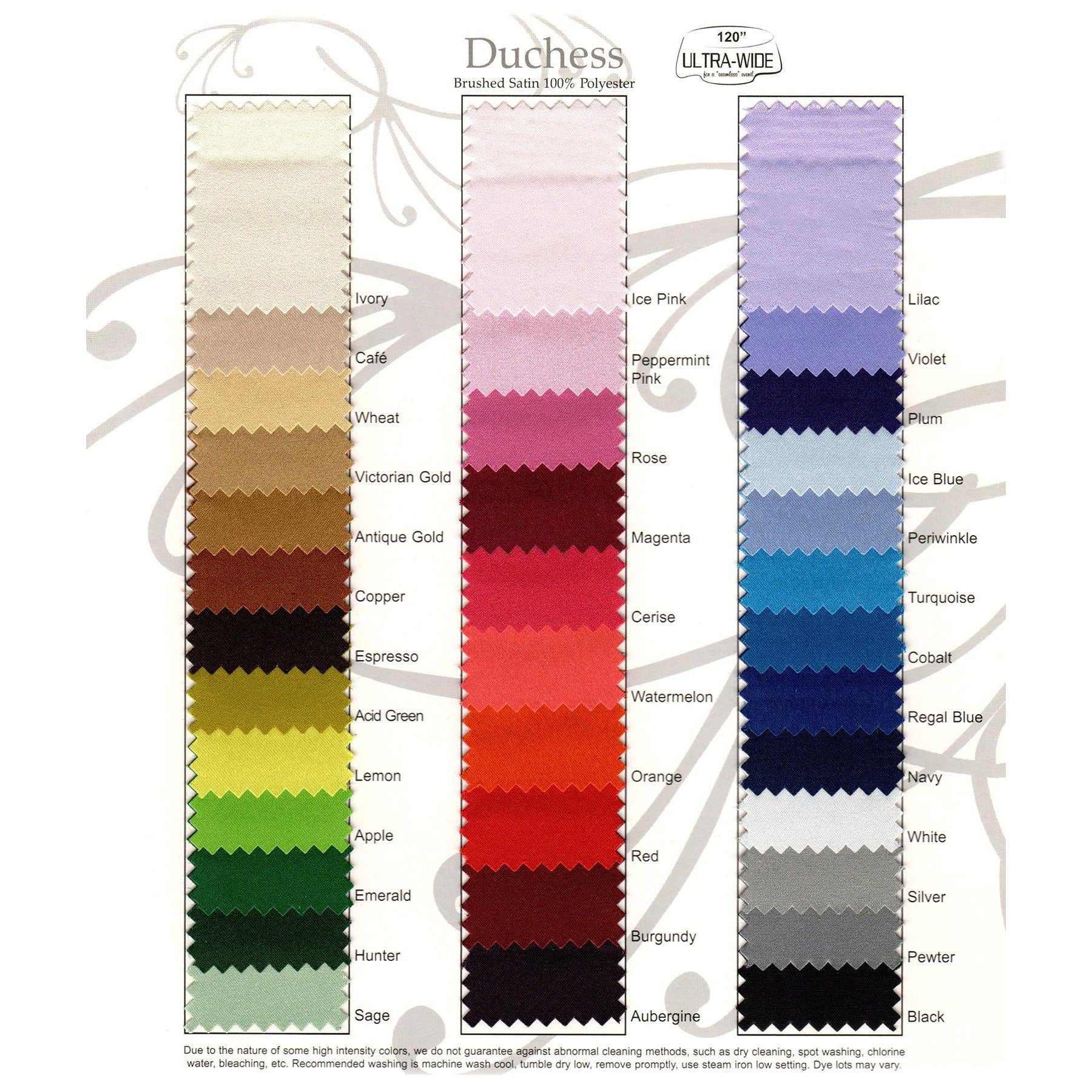 Satin Color Fabric Swatch Satin Color Fabric Swatch