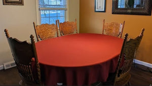 Oval tablecloth in a farmhouse setting