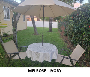Outdoor Tablecloth With Umbrella Hole, Miranda Damask