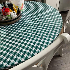Checkered round vinyl fitted Tablecloth