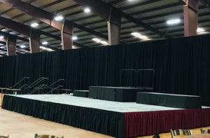 stage skirting at a school graduation