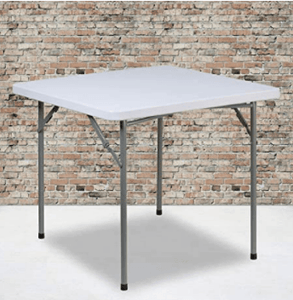 34" x 34" Square Granite White Plastic Folding Table - Premier Table Linens 