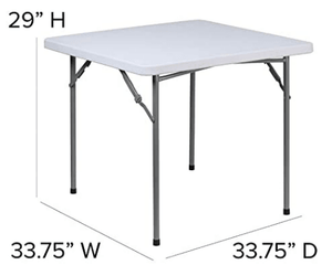 34" x 34" Square Granite White Plastic Folding Table - Premier Table Linens 