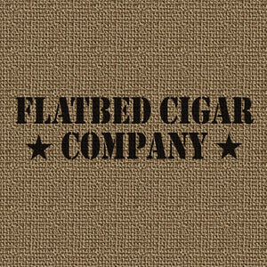 Close up of a printed Burlap tablecloth for Flatbed Cigar Company