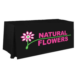 Custom front panel print table cover for Natural Flowers florist