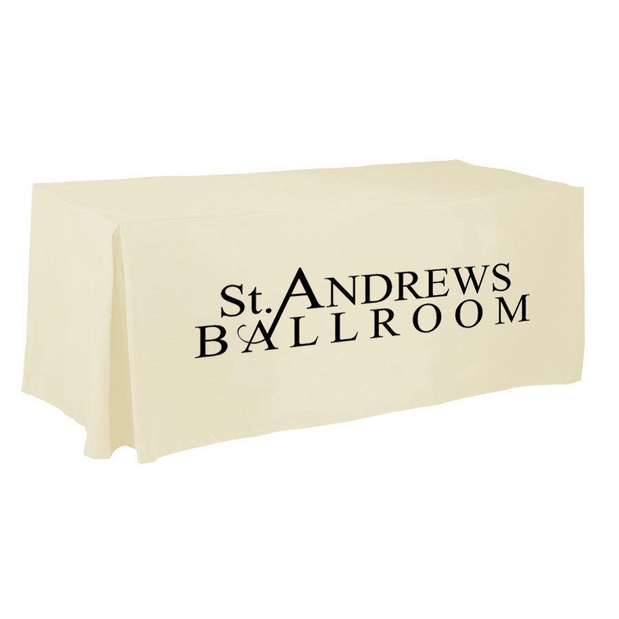 Grey-fitted table cover for St. Andrews Ballroom