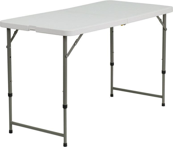 4' Plastic Folding Table, Folds In Half & Adjustable Height - Premier Table Linens 