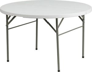 48" Round Plastic Folding Table, Fold In Half - Premier Table Linens 