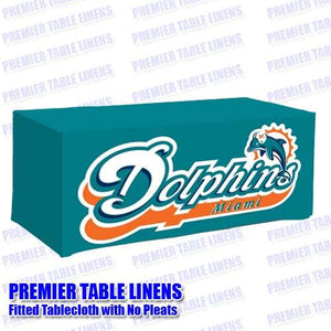5' Fitted tablecloth with full-color print for the Miami Dolphins football team