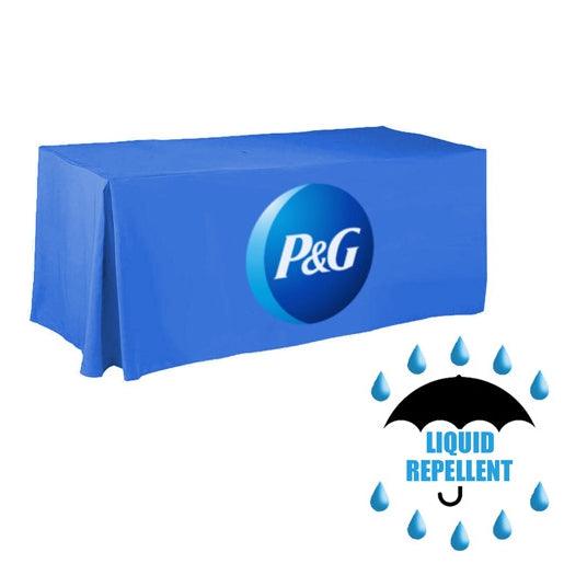 5 ' Blue Liquid repellent table cover with 3 color front panel print