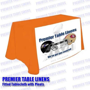 Mock up of custom tablecloth with front panel art
