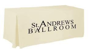Corporate logo tablecloth with one color for the St. Andrews Ballroom
