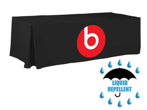 Black 6-foot fitted Liquid Repellent tablecloth with two color logo for Beats Headphones