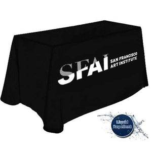6-foot single color print Liquid Repellent table throw for the San Francisco Art Institute