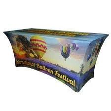 6 foot Fitted Spandex Tablecloth with full color print for hot air balloon festival