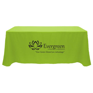 8 foot Green custom-printed tablecloth for Evergreen Senior care facilities