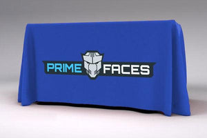 Blue Custom 8-foot tablecloth with corporate logo for prime faces