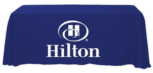 8-foot printed table cover with one color front panel print for Hilton Hotels