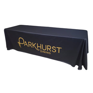 promotional tablecloth with logo on black background for Parkhurst Dining