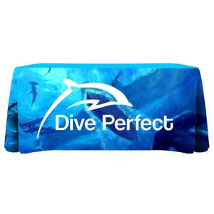 Blue all over printed table cover for Dive Perfect