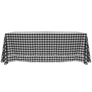 Black / White 90" x 132" Rectangular Poly Check Tablecloth - Premier Table Linens - PTL 
