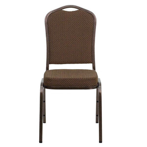 Brown Patterned Fabric Stacking Banquet Chair, Copper Frame - Premier Table Linens - PTL 