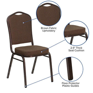 Brown Patterned Fabric Stacking Banquet Chair, Copper Frame - Premier Table Linens - PTL 