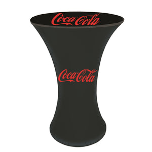 Black printed Spandex cocktail cover for Coca Cola