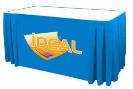 Blue table skirt printed for Ideal Software company 
