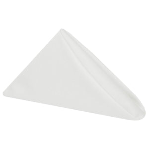 White napkin folded into a standing triangle shape