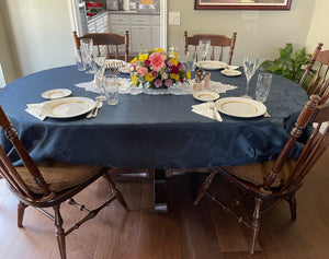 Frederic damask Oval Tablecloth in a farmhouse