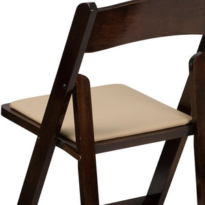 Fruitwood Wood Folding Chair with Vinyl Padded Seat - Premier Table Linens - PTL 