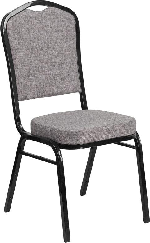 Gray Fabric Stacking Banquet Chair, Black Frame