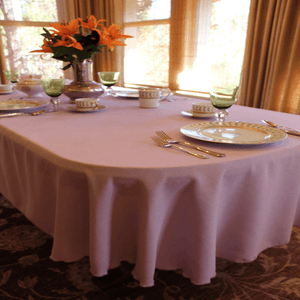 Havana Oval Tablecloth, pink table linen