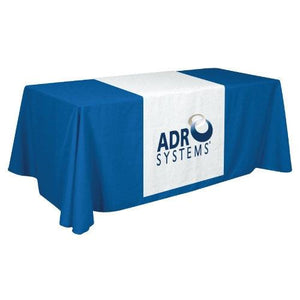 Custom branded Liquid Repellant Table runner with front panel print for ADR Systems incorporated.