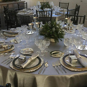 Majestic Dupioni silver round tablecloths