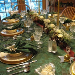 Hunter green damask tablecloth