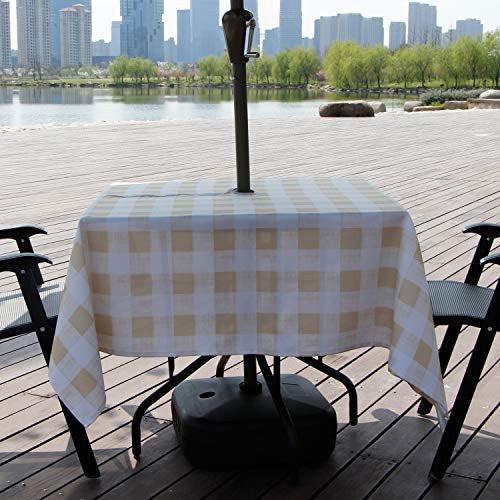 buffalo plaid patio umbrellas Buffalo Check Outdoor Tablecloth With Umbrella Hole and Zipper, 60" x 84" Rectangular