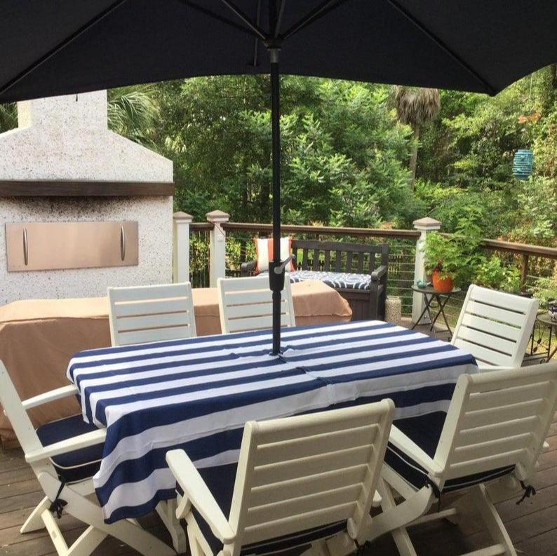 54 outdoor patio table cover with umbrella hole zipper Tablecloth and Beige White Stripes Rectangle Outdoor Tablecloths 54x80 Waterproof Outside Cloths Table Cloth for Outdoor Tables Picnic BBQS Garden : Patio, Lawn Instantly brighten dining tables while protecting surfaces Outdoor Tablecloth with Umbrella Hole