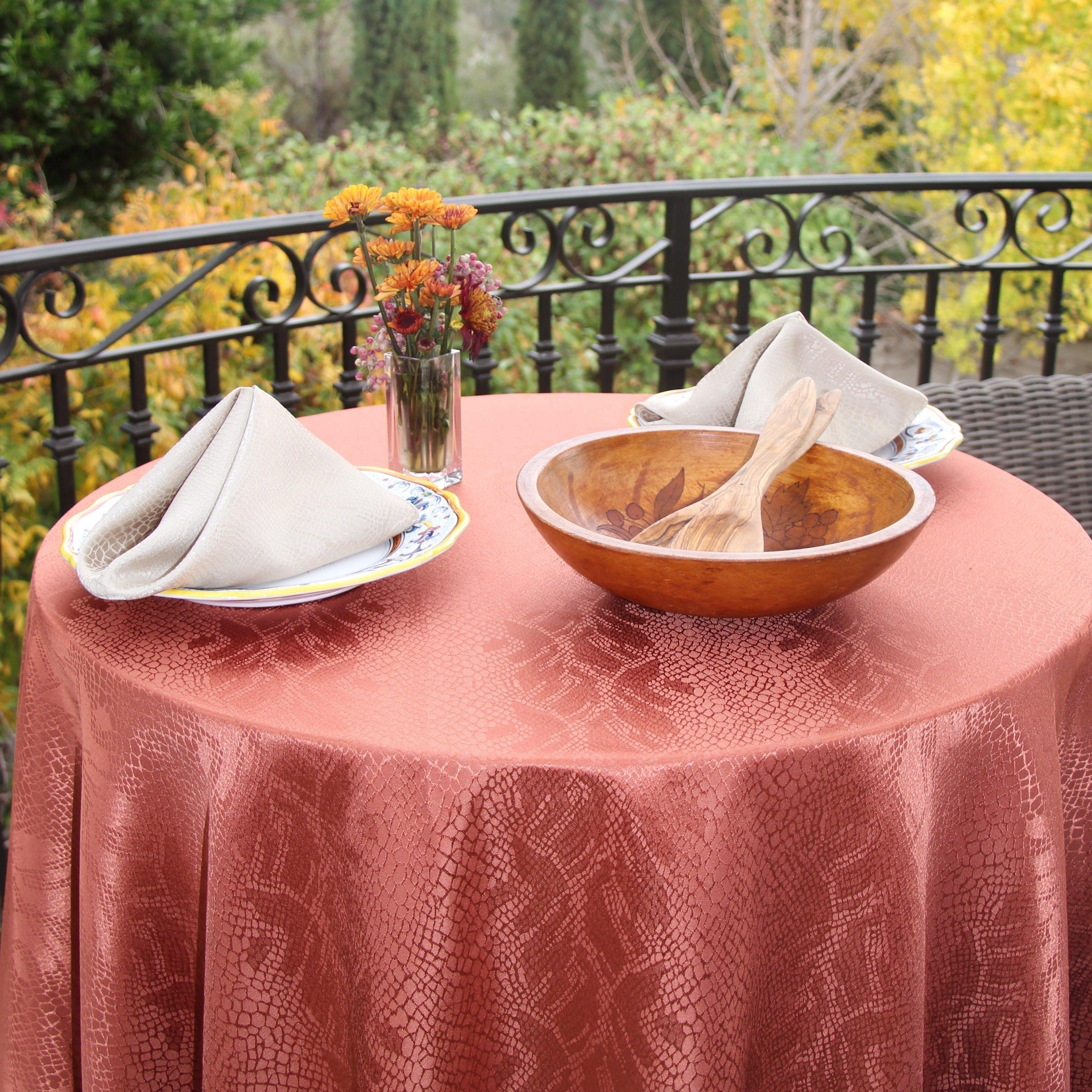 Outdoor Tablecloth With Umbrella Hole, Kenya Damask, 52 Outdoor Tablecloth With Umbrella Hole, Kenya Damask, 52